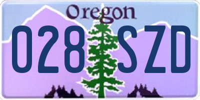OR license plate 028SZD