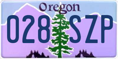 OR license plate 028SZP