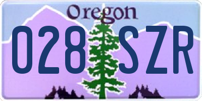 OR license plate 028SZR