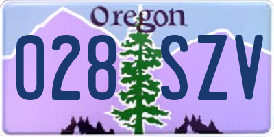OR license plate 028SZV