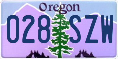 OR license plate 028SZW
