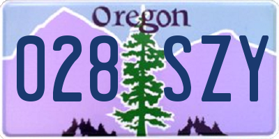 OR license plate 028SZY