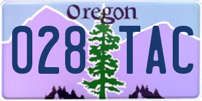 OR license plate 028TAC