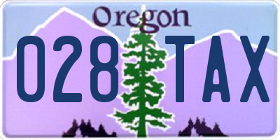 OR license plate 028TAX