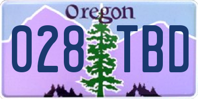 OR license plate 028TBD