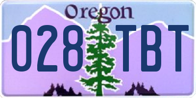 OR license plate 028TBT