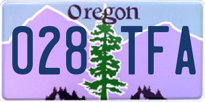 OR license plate 028TFA