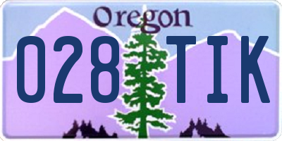 OR license plate 028TIK
