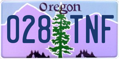 OR license plate 028TNF