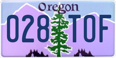 OR license plate 028TOF