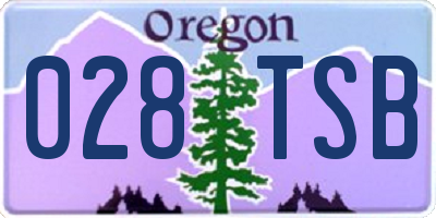OR license plate 028TSB