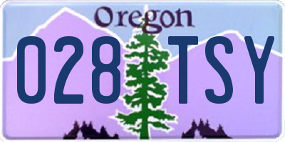 OR license plate 028TSY