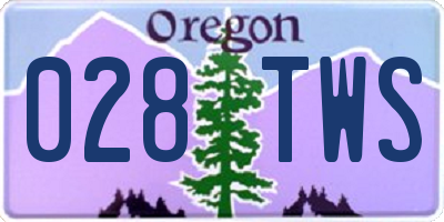 OR license plate 028TWS