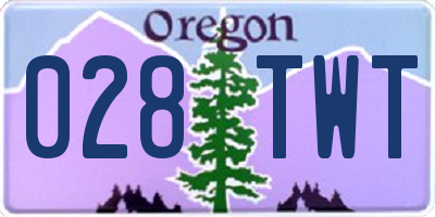 OR license plate 028TWT