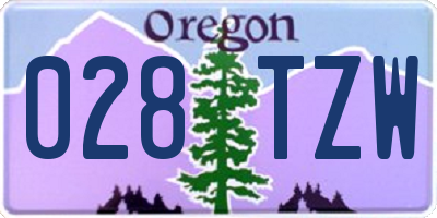 OR license plate 028TZW