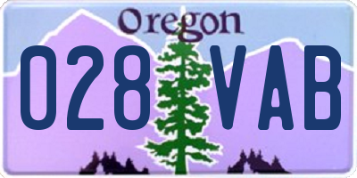 OR license plate 028VAB