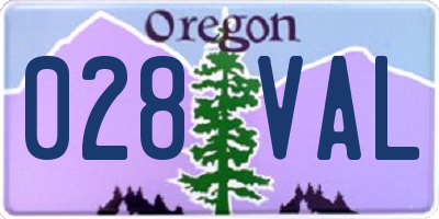 OR license plate 028VAL