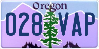 OR license plate 028VAP