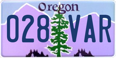 OR license plate 028VAR