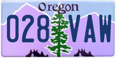 OR license plate 028VAW