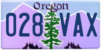 OR license plate 028VAX
