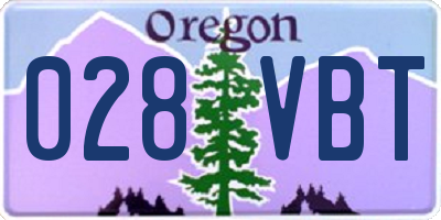 OR license plate 028VBT