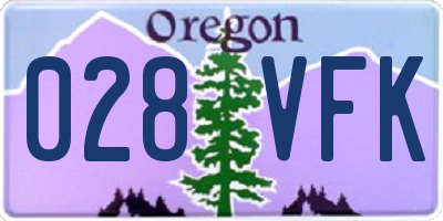 OR license plate 028VFK