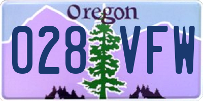 OR license plate 028VFW