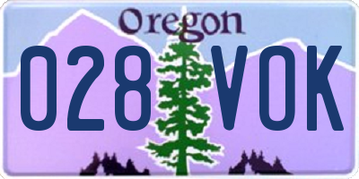 OR license plate 028VOK