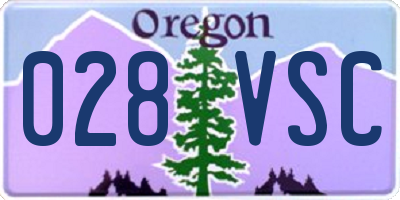 OR license plate 028VSC