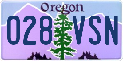 OR license plate 028VSN