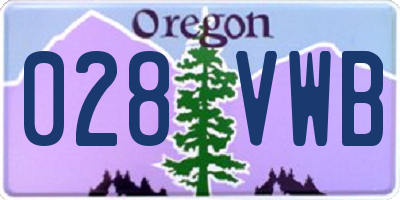 OR license plate 028VWB