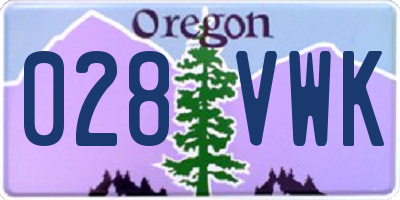 OR license plate 028VWK