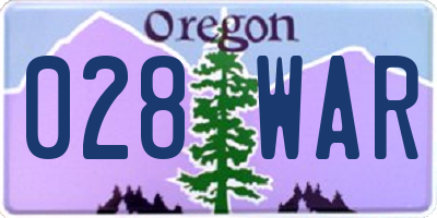 OR license plate 028WAR