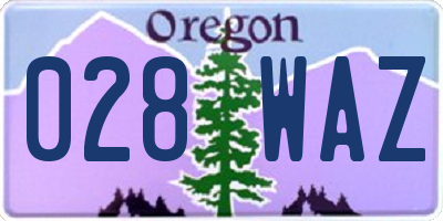 OR license plate 028WAZ