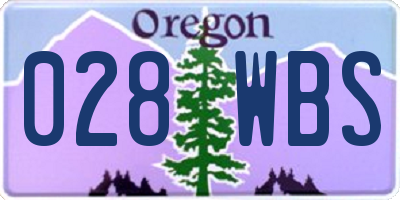 OR license plate 028WBS