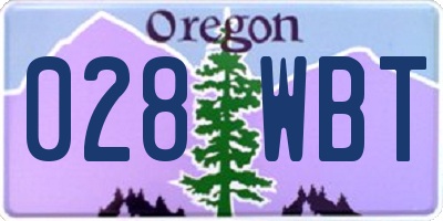 OR license plate 028WBT