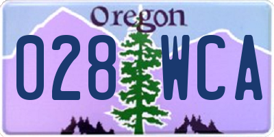 OR license plate 028WCA