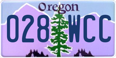 OR license plate 028WCC