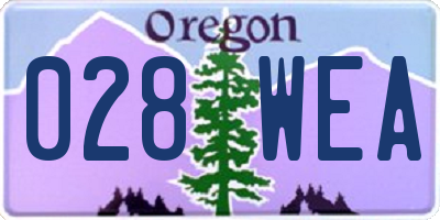OR license plate 028WEA