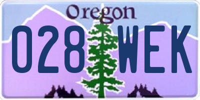 OR license plate 028WEK