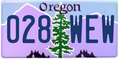 OR license plate 028WEW