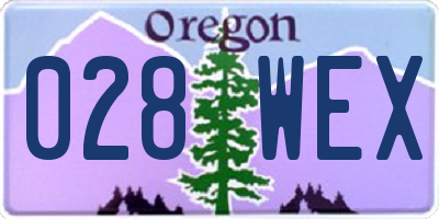 OR license plate 028WEX