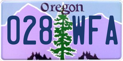 OR license plate 028WFA