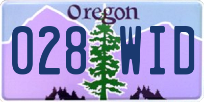 OR license plate 028WID
