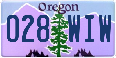 OR license plate 028WIW