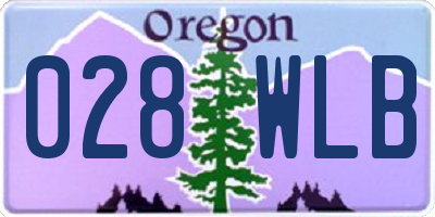 OR license plate 028WLB