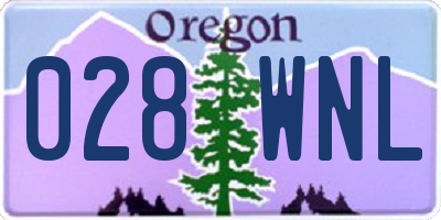 OR license plate 028WNL