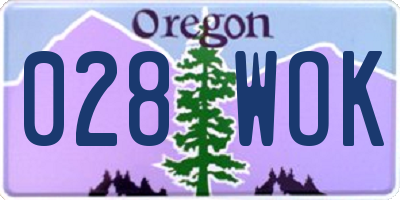 OR license plate 028WOK