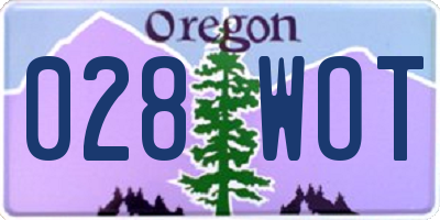OR license plate 028WOT